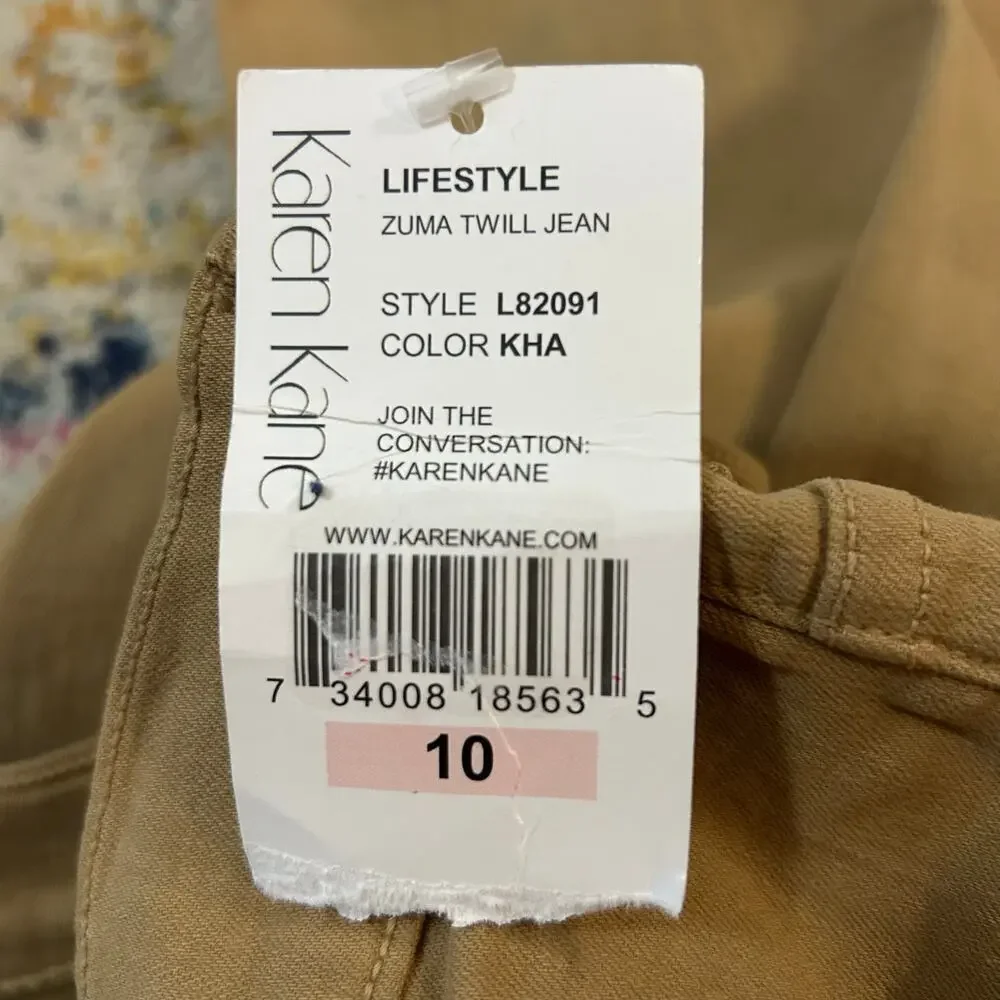 Karen Kane Zuma Twill Skinny Jeans Womens 10 Khaki Stretch Uniform Work Minimal